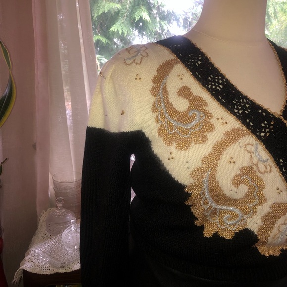 Vintage 80’s - Dana Scott- acrylic , nylon sweater with puffed sleeves- sparkles - Picture 6 of 11